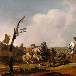 Battle Scene, c. 1651-52 (oil on panel)