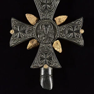 Benediction Cross, 1200s-1400s (black schist, gold, silver)