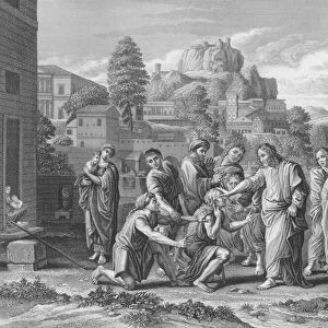 The Blind receiving their Sight, St Matthew, Chapter 20, Verses 29-34 (engraving)