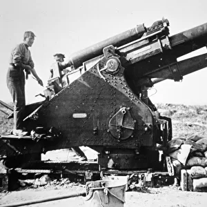 British artillery 9. 2 calibre Howitzer for heavy bombardment, 1914-18 (b / w photo)