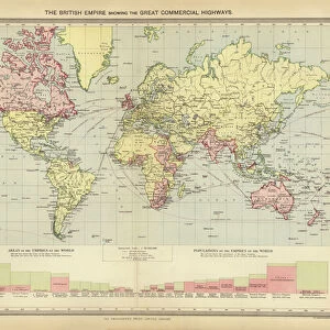 The British Empire showing the Great Commercial Highways (colour litho)
