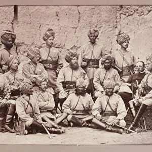 British and Native officers, 3rd Regiment of Bengal Cavalry, 1878 circa (b / w photo)