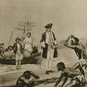 How Captain Cook was welcomed in Tasmania (gravure)
