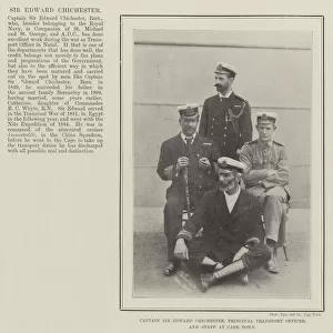 Captain Sir Edward Chichester, Principal Transport Officer, and Staff at Cape Town (b / w photo)
