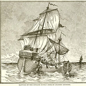 Capture of the English Supply Ships by Spanish Cruisers (engraving)