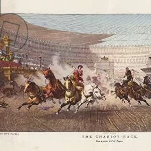 The Chariot Race (coloured engraving)