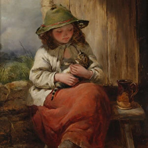 Child with Kitten (oil on canvas)