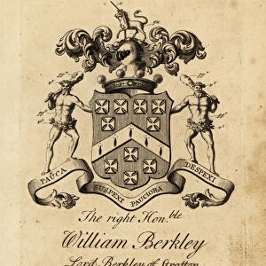 Coat of arms of the Right Honourable William Berkley, Lord Berkley of Stratton, 4th Baron Berkeley of Stratton, died 1741