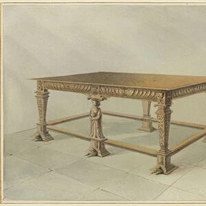Communion Table of Old Oak, St Johns Church (w / c on paper)