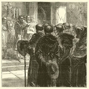 The Councillors dissolving the Augustine Order of Monks in Zurich (engraving)