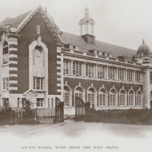County School, Wood Green, The West Front (b / w photo)