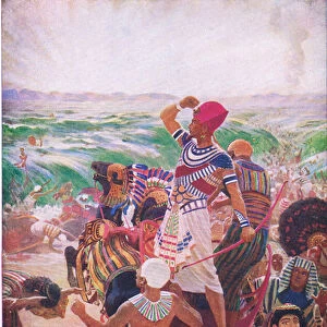 The crossing of the Red Sea, from The Bible Picture Book published by Thomas Nelson, c