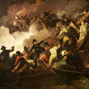 The Cutting-Out of the French Corvette La Chevrette, 1802 (oil on canvas)