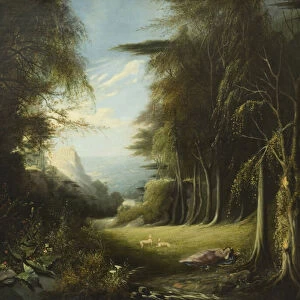 Diana asleep in a Woodland Glade (oil on canvas)