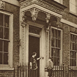 Doorway in Queen Annes Gate, Westminster (b / w photo)