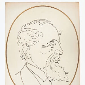 Drawing of Charles Dickens by Mr Maskelynes Automaton ZOE, 1877 (ink on paper)