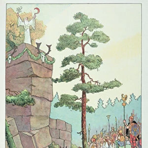 Druid Festival at Maennelstein, Alsace, illustration from Histoire d Alsace, c. 1915 (colour litho)