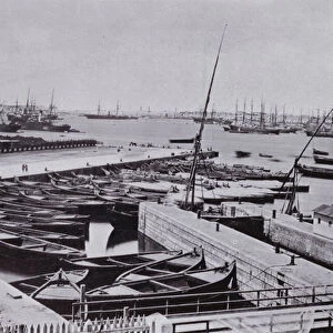Egypt: General View of the Port of Alexandria (b / w photo)