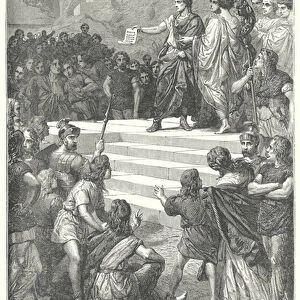 The Emperor Augustus establishing the administrative centre of Roman Gaul at Lugdunum (Lyon), 1st Century BC (engraving)