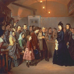 The Empress Elisabeth of Austria visits a soup kitchen in the Schoenlaterngasse