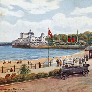 Esplanade and Pavilion, Weymouth (colour litho)