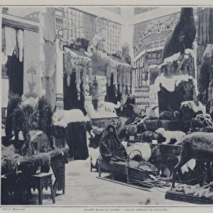 Exhibition of Siberian furs and animals in the Palais Trocadero at the Exposition Universelle 1900, Paris (b / w photo)