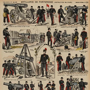 Fortress artillery of the French Army (coloured engraving)