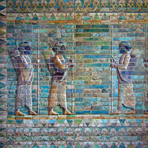 Detail from frieze of archers, Palace of Darius I, Susa, Iran, c. 510 BC (glazed brick)