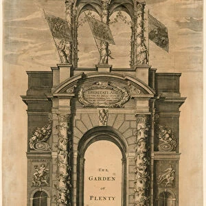 The Garden of Plenty; Triumphal Arch erected in Fleet Street, near Whitefriars, London (engraving)