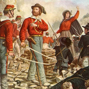 Garibaldi and his wife, Anita, defending Rome in 1849