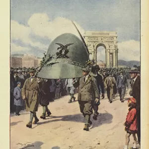 The gathering of the Alpine on leave took place this year in Genoa on Piazzale della Vittoria... (colour litho)