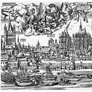 General View of Cologne, 1531 (engraving) (b / w photo)