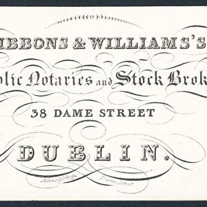 Gibsons & Williams public notaries and stock brokers, trade card (engraving)