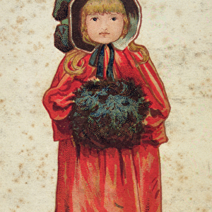 Girl with a muff, book illustration, late 19th or early 20th century (colour litho)