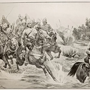 The great advance: Royal Horse Artillery (Cavalry Division) Crossing the Vaal (litho)