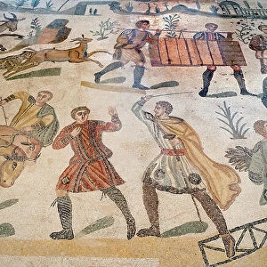 The Great Hunting Part, detail, Villa Romana del Casale, Piazza Armerina, Italy, 315-350 AD (mosaic)