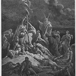 Gustave Dore Bible: The brazen serpent (engraving)