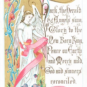 Hark The Herald Angels Sing, Christmas Card (chromolitho)