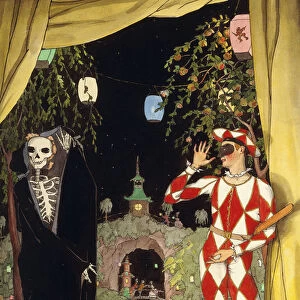 Harlequin and Death, 1918 (pencil, pen & ink, w / c on paper)