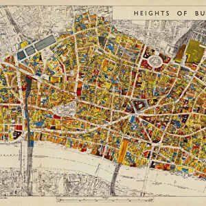 Heights of buildings in the City of London, 1936 (colour litho)