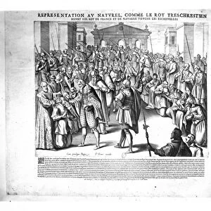 Henri IV (1553-1610) curing the sufferers of scrofula (engraving) (b / w photo)