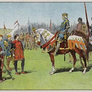 Henry V before the Battle of Agincourt (colour litho)