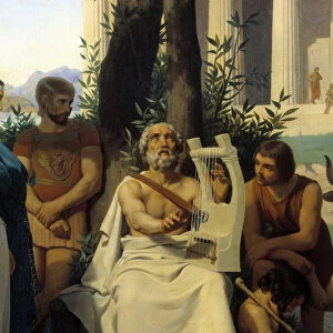 Homere, Greek poet of the 9th century BC. Detail of painting by Jean-Baptiste Auguste