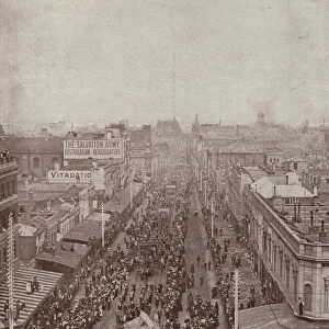 An eight hours procession, Melbourne, looking down Bourke Street (b / w photo)