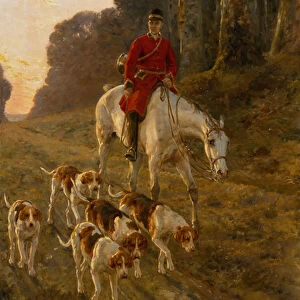 A Huntsman with his Hounds (oil on canvas)
