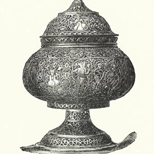 Incense Burner of Engraved Brass (coloured engraving)