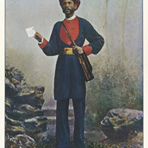 Indian Natives: Postman (coloured photo)