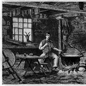 Interior of a cheese factory in the Vosges. Engraving in "