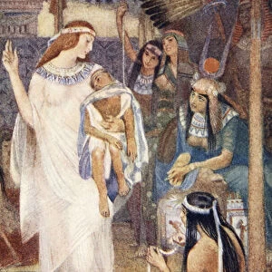 Isis and the baby Prince, illustration from The Myths of Ancient Egypt by Lewis Spence, 1917 (colour litho)
