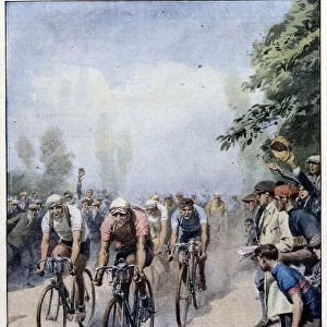 The Italian Cycling Tour with Guerra and Binda - drawing by A